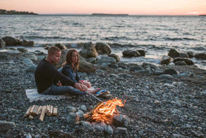 Campfire Engagement session on topsail beach St. John's Newfoundland and Labrador