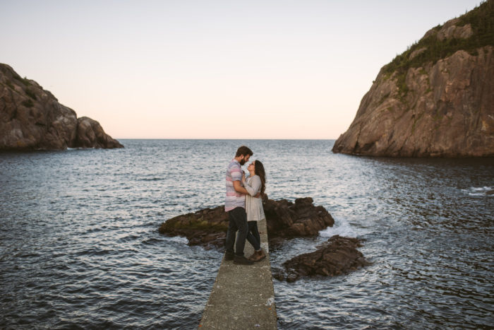 Atlantica Photography engagement session at the storm wall at quidi vidi St. John's Newfoundland and Labrador