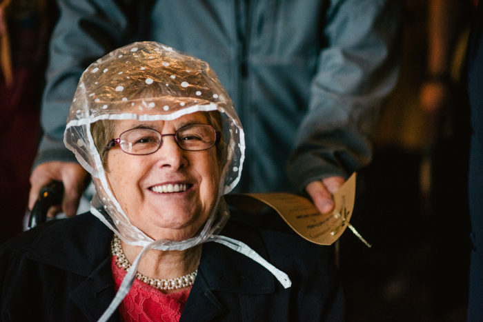 Grandmother arrives at rainy wedding in Twillingate Newfoundland and Labrador
